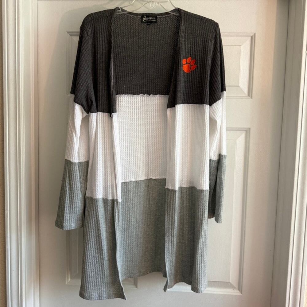 XL Clemson Gray and White Cardigan